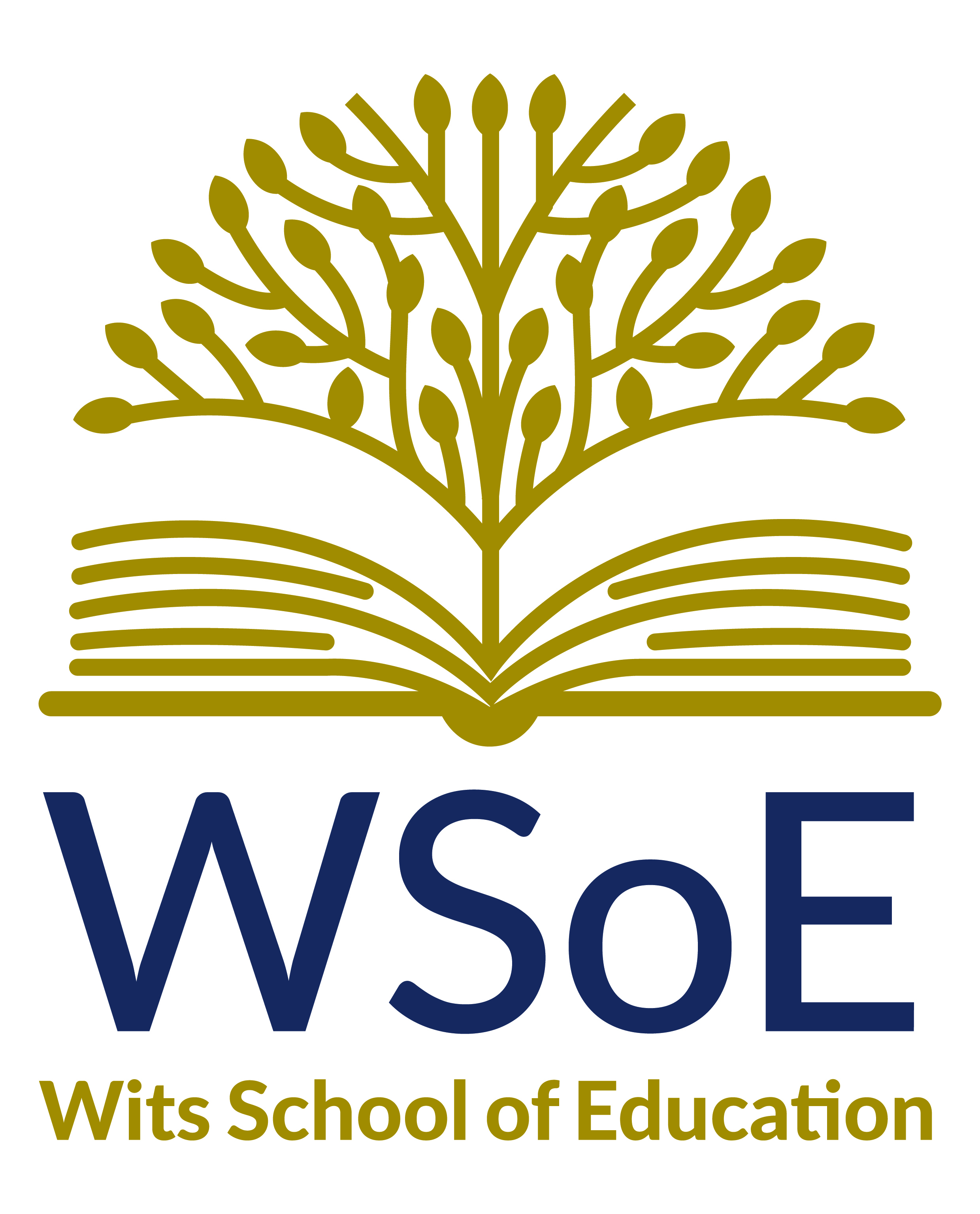 Logo for Wits School of Education showing book and tree